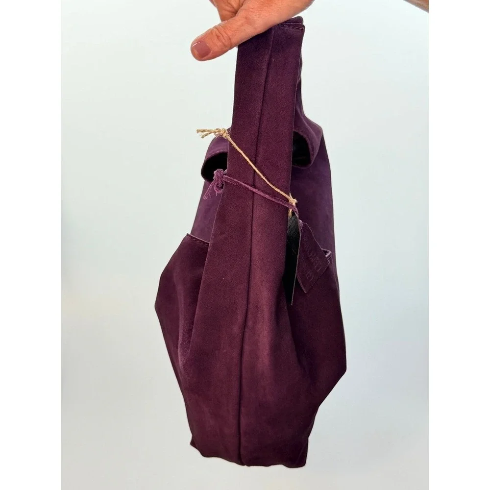 Deep Purple Genuine Suede Hobo Bag Slouchy Shoulder Purse NWT